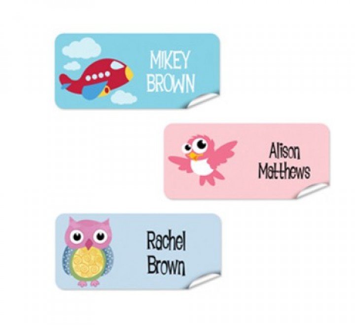 Rectangular name stickers