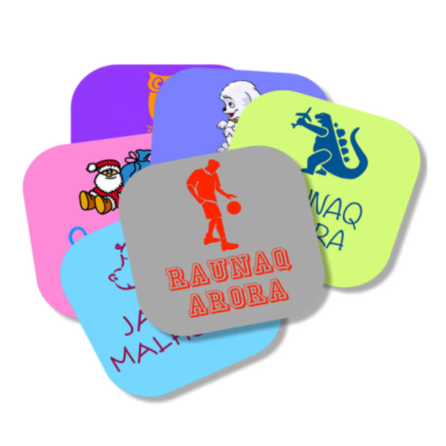 Square name stickers