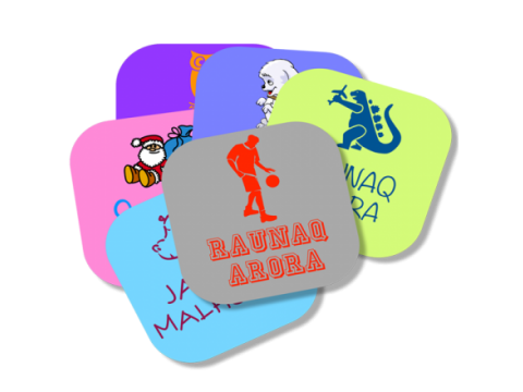 Square name stickers